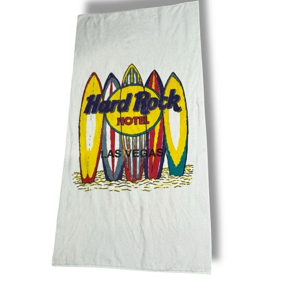 Hard‎ Rock Hotel Las Vegas Beach Towel l VTG USA made surf board 90s retro